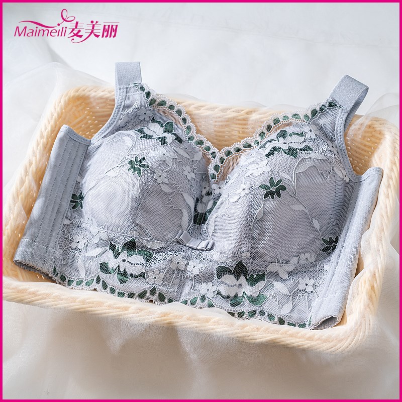 六排扣大胸显小无海绵薄款无钢圈B大码胖mm调整型收副乳防下垂文