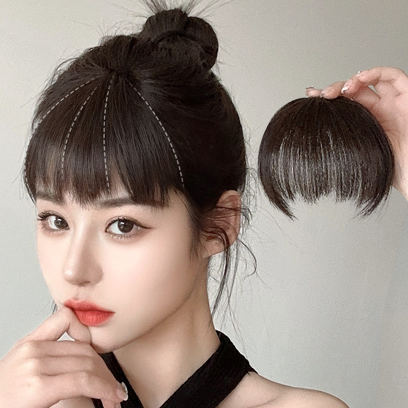 真发眉上狗啃刘海假发q女自然前额隐形无痕短发假刘海头帘假发片