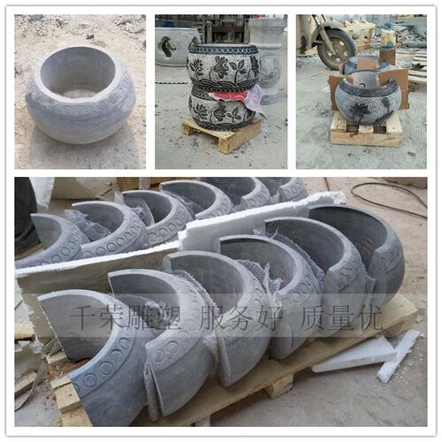 柱脚石柱墩空心石雕石柱垫基石材柱F基石青石仿古柱子皮雕花柱脚