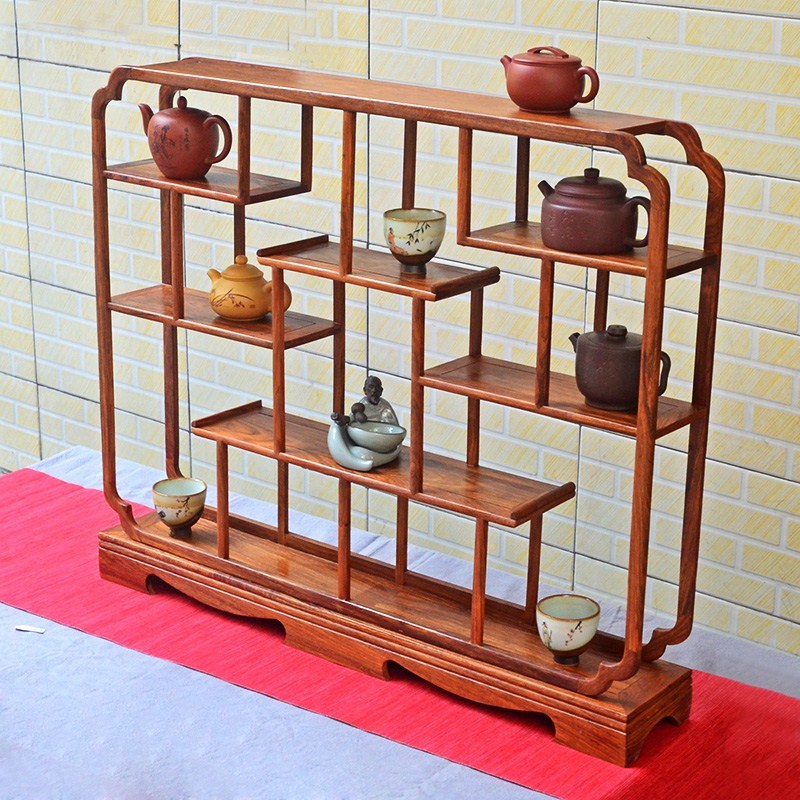 茶具博古架实木挂墙茶壶摆件紫z砂壶茶架子壁挂式桌面台式小置物