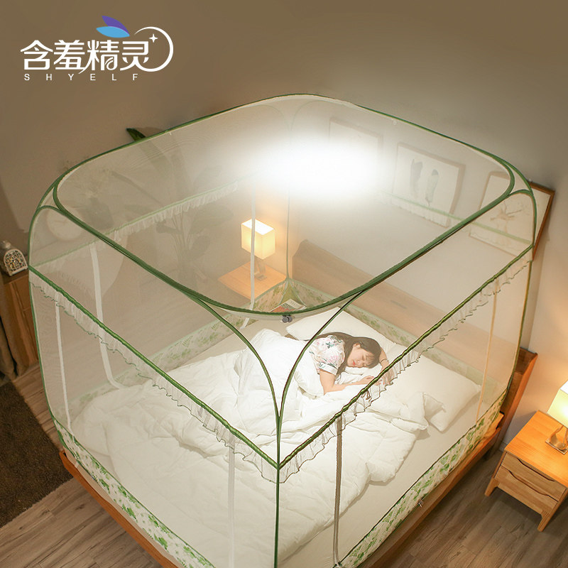 蚊帐家用c蒙古包免安装加密三门1.8 m2米床婴儿宝宝防摔可折叠