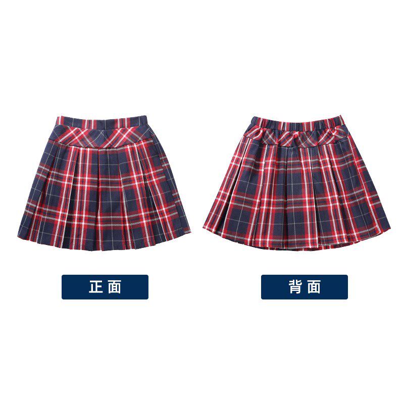 女童格子裙学院风中大童百褶裙小学生裙子半身裙短裙百搭打底裙