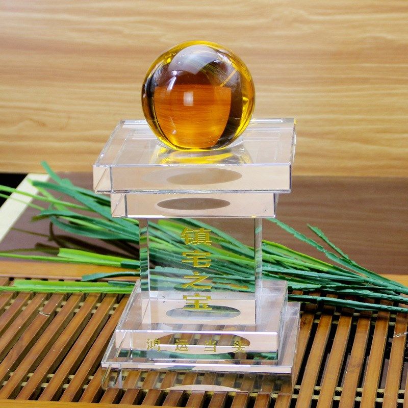 紫色水晶球工艺礼品家居摆件透明水晶球底座企业公关礼品
