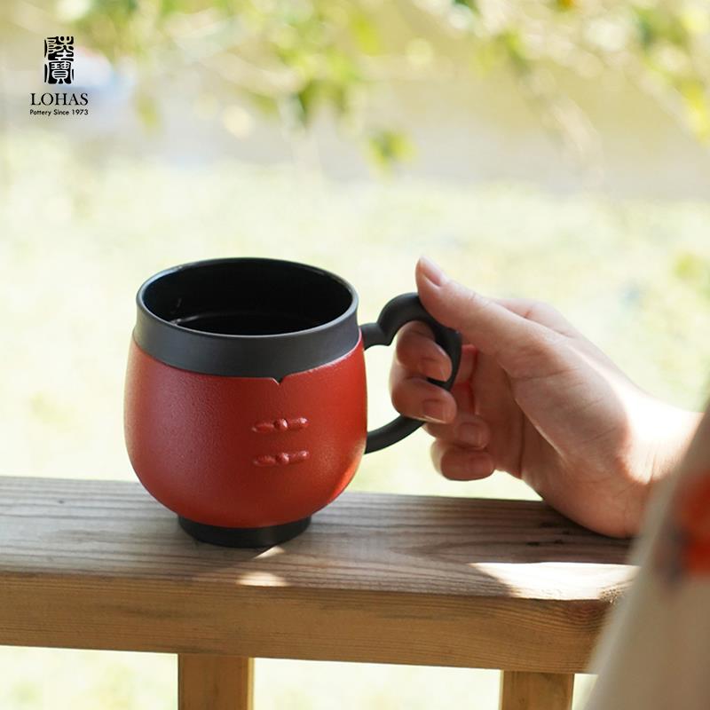 2025中秋礼陆宝陶瓷泡茶杯喝茶喝水杯带盖杯子礼盒装福照万家盖杯