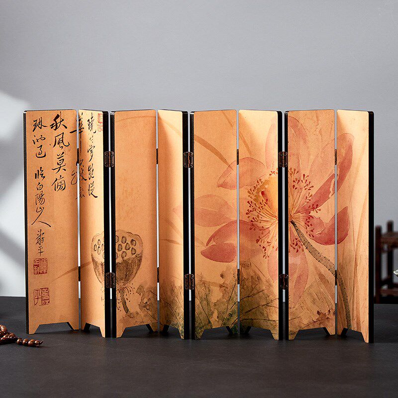 桌面屏风茶桌漆器双面屏风仿古《心经》书房文创摆件高级感礼盒装