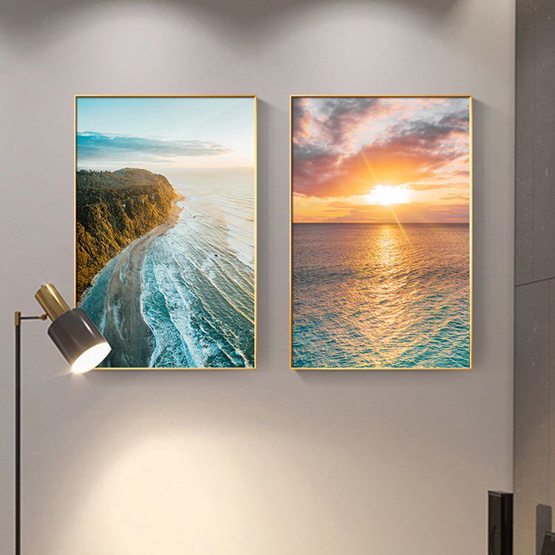 日出朝霞大海风景装饰画客厅卧室床头餐厅办公室背景墙画挂画竖版