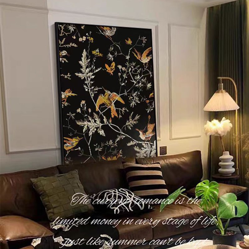 客厅装饰画高级感植物花卉复古卧室法式中古风艺术沙发背景墙挂画