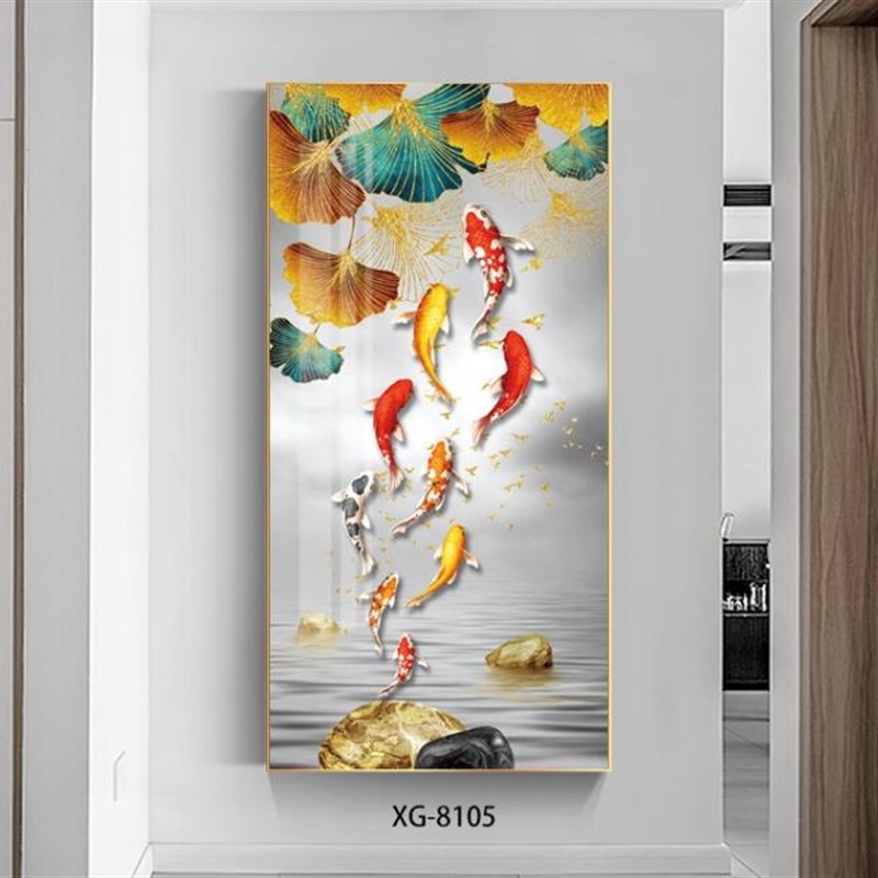 网红玄关装饰画竖版入户晶瓷画镶钻北欧风格挂画过道走廊轻奢