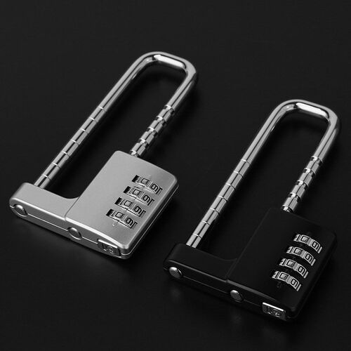 可伸缩密码锁挂锁橱柜锁具柜子锁头家用衣柜门U型挂锁储物柜门锁