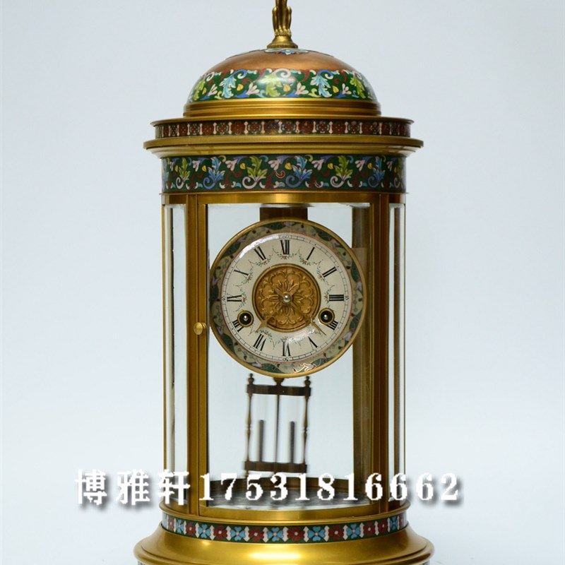 钟表景泰蓝仿金座钟欧式仿宫廷机械报时座钟电影道具样板间壁炉钟