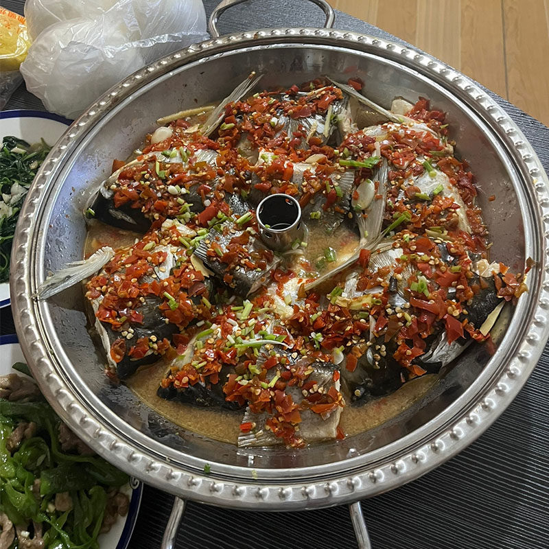 不锈钢剁椒鱼头蒸汽锅饭店商用海鲜蒸锅气锅鸡桑拿锅电磁炉通用