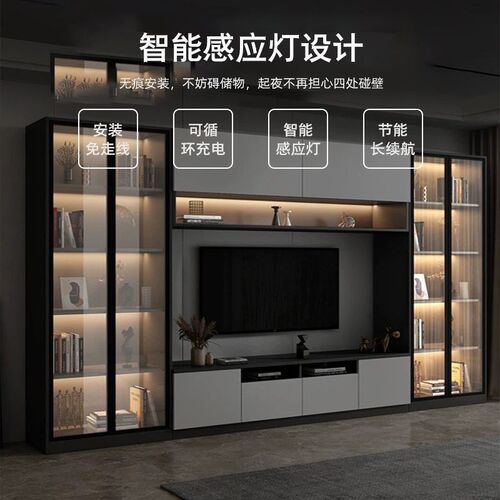匠郁苑电视柜一体组合背景墙柜客厅定制满墙储物收纳柜电视机柜子