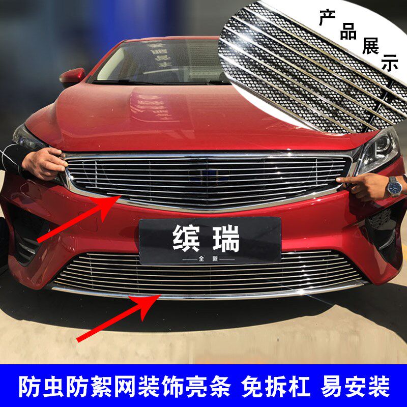 18-20款缤瑞中网改装防护装饰亮条 前脸保险杠格栅防虫网汽车配件