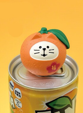 蜜柑橘子猫咪迷你装饰桌面摆件三毛猫拍照道具