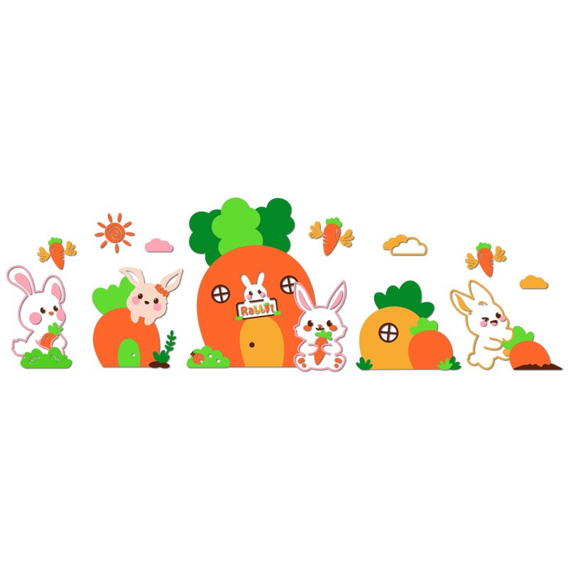 卡通动物墙贴纸画儿童房间布置卧室床头墙面装饰幼儿园环创主题墙