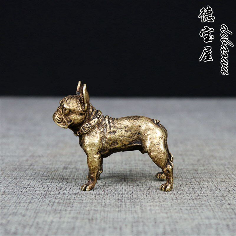 实心纯铜狗摆件沙皮犬小把件招财旺财狗茶道铜艺铜宠仿古微雕小号