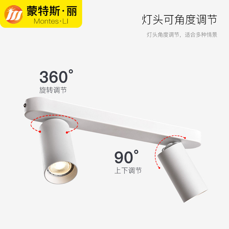 北欧明装双头射灯led天花灯可调角度家用客厅电视背景墙吸顶三头