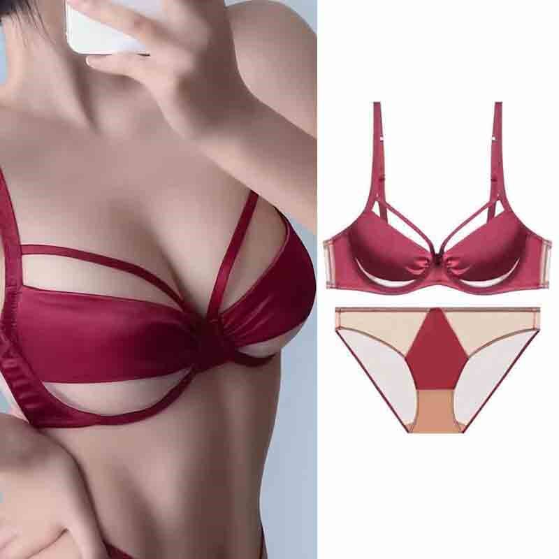内衣女夏季薄款大胸显小胸夏天套装全罩杯收副乳防下W垂超薄款文