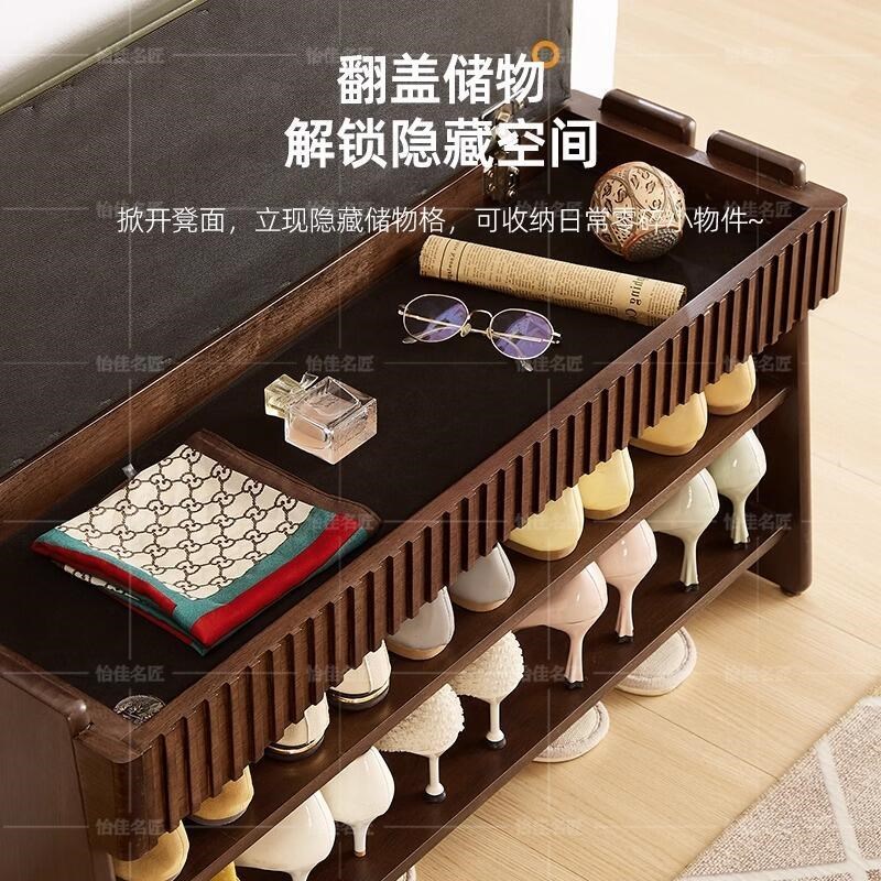 实木换鞋凳入户家用门口可坐穿鞋凳进门鞋架网红软包坐垫收纳凳子