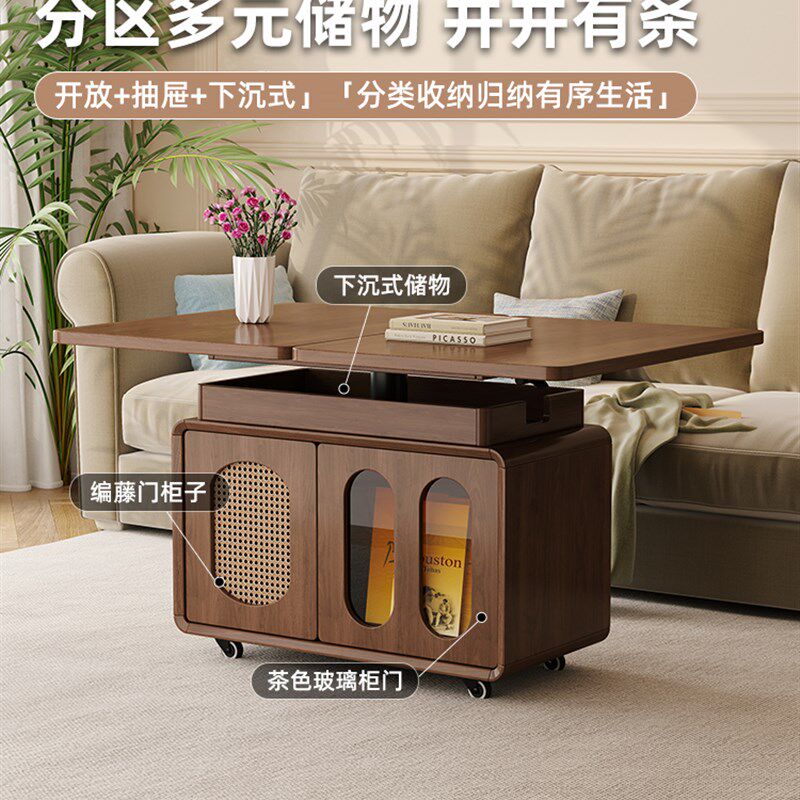 实木茶几折叠升降可移动沙发边柜客厅家用2025新款推车沙发边几