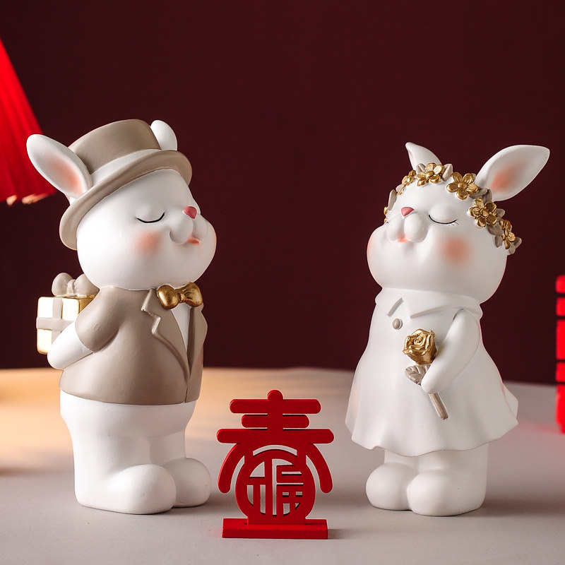 兔子情侣婚房摆件客厅家居装饰品布置卧室结婚礼物送闺蜜新人礼品