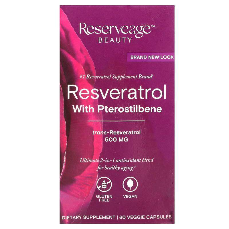Reserveage Beauty反式白藜芦醇和紫檀芪胶囊健康美丽舒适肌肤健
