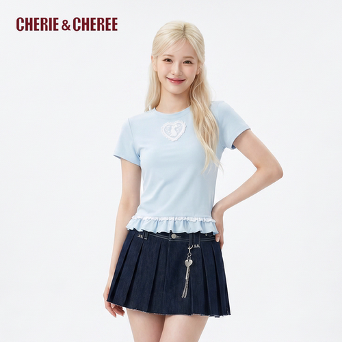 CHERIE&CHER蕾丝花边短袖T恤