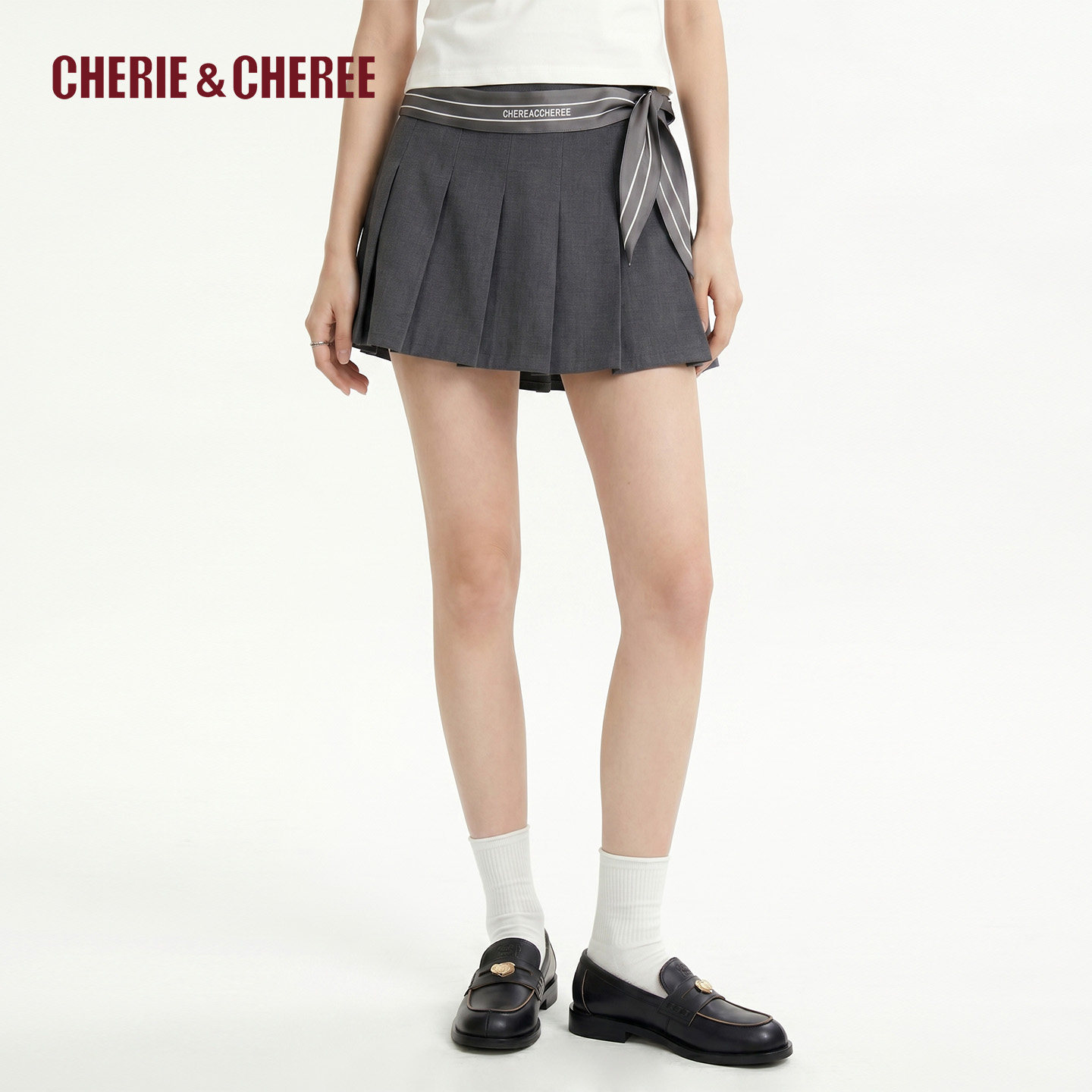 CHERIE&CHEREE26夏千金风丝带百褶短裙CC6WDX1Z039