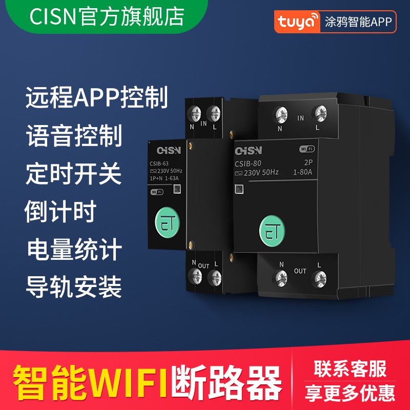 涂鸦智能wifi断路器手机远程电源总闸水泵遥控开关家用空气开关2P