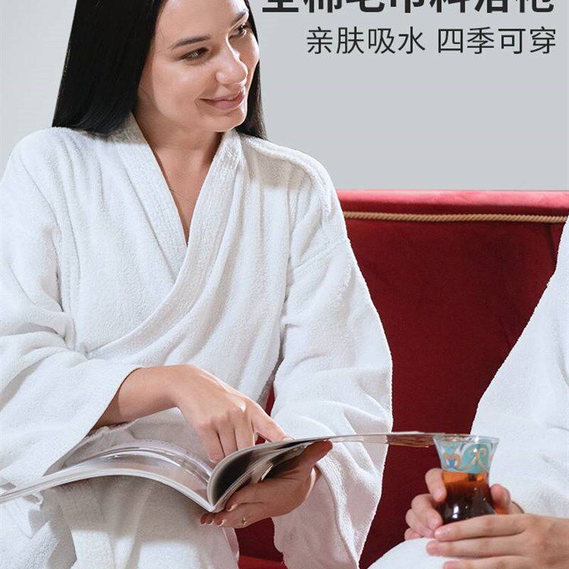 速干浴袍成人纯棉吸水毛巾料长款情侣一对男女四季通用浴巾式睡衣