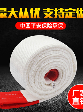 扁平吊带起重吊带行车吊带工业吊车5吨3吨2白色扁平吊装带拖车绳