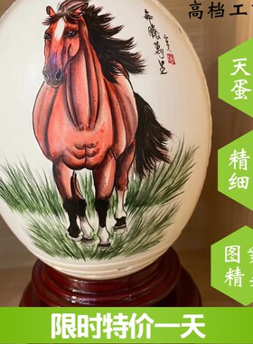 非洲鸵鸟蛋天然工艺品蛋雕办公室摆件创意礼物彩绘雕刻蛋装饰包邮