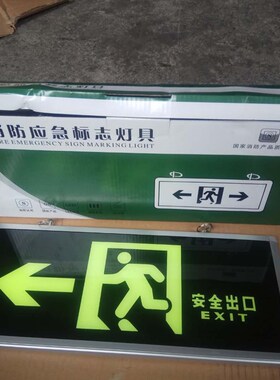 自发光安全出口夜光指示牌标志牌悬挂式荧光消防应急疏散标识牌