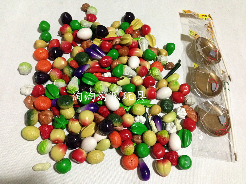 塑料玩具/小号仿真鱼水果蔬菜市场205件/幼儿园过家家/水果