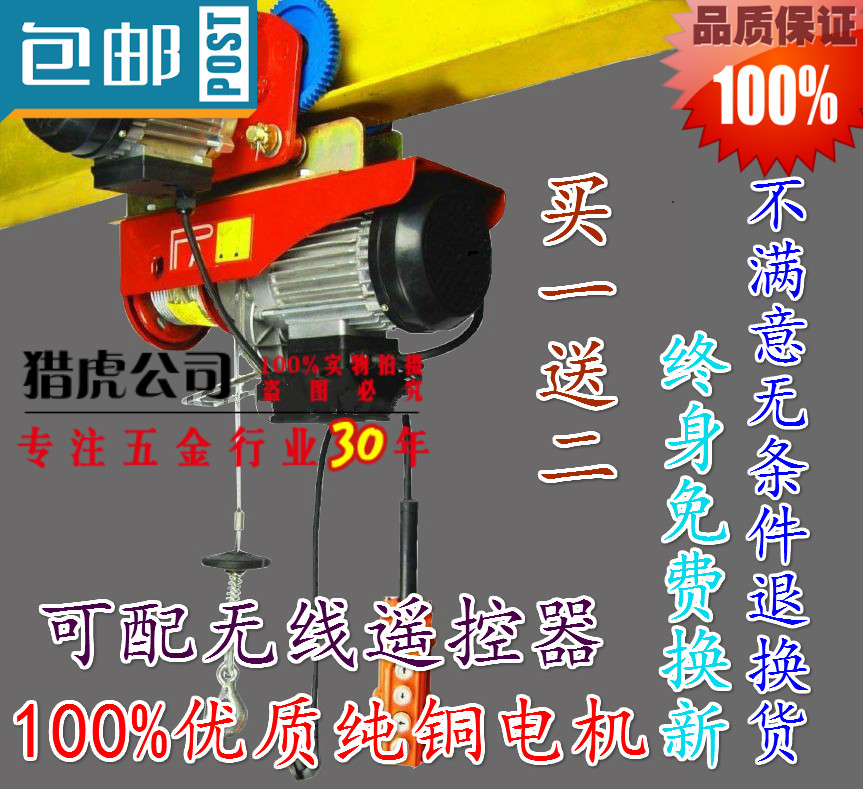 包邮 微型电动葫芦家用1吨提升机220V连体小吊机带跑车遥控装修机