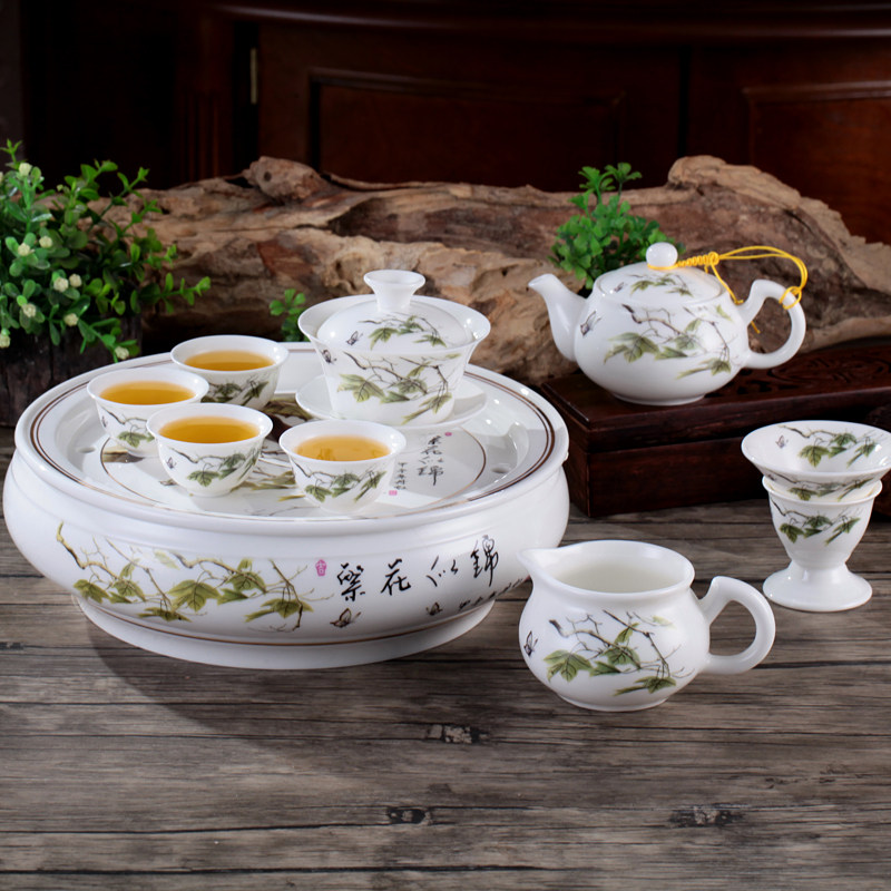 圆形茶盘潮汕功夫茶具茶洗套装x10英寸12英寸陶瓷整套储水式茶船