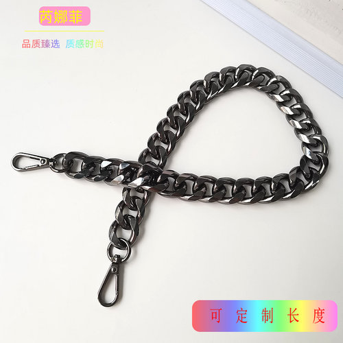 1.9CM加宽加粗铝制品t包包炼条手提手拎装饰百搭炼子枪黑色包带子