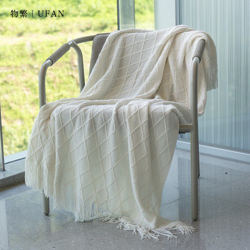 纯色毯子法式奶油风办公室空调毯披肩I沙发毯子民宿样板间床尾毯