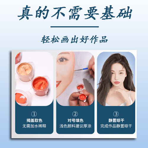 定制人像diy数字油画填充填色油彩画情侣礼物真人照片手绘手工画