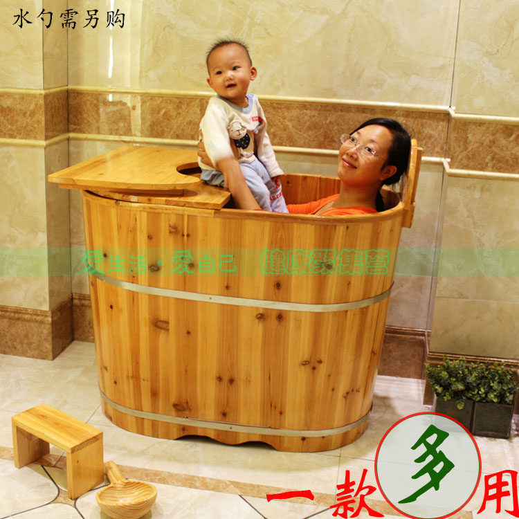 美容院泡澡木桶实木盆汗蒸桶熏蒸桶加高大号成人药浴缸沐浴桶带盖