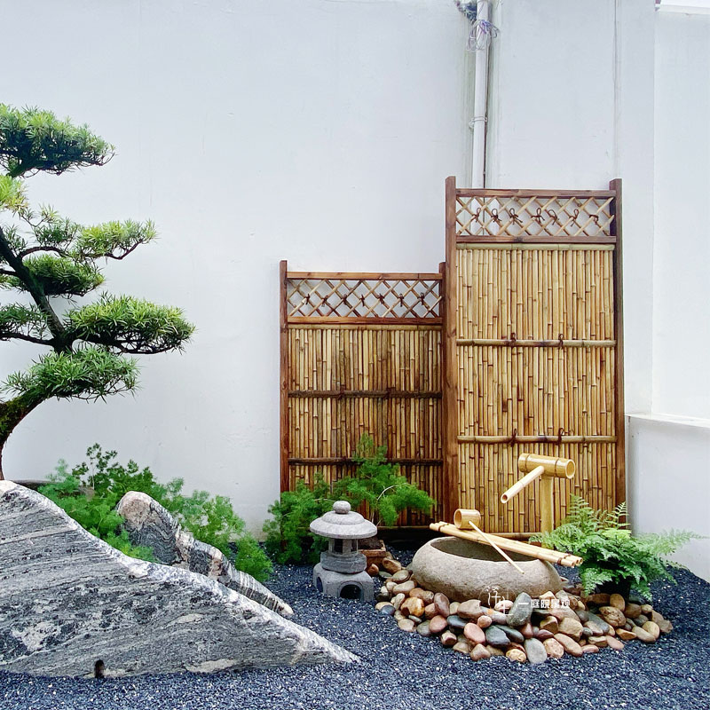 日式石钵流水套餐蹲踞禅意石盆养鱼石槽花园竹子石灯摆件民宿装饰