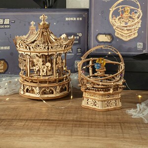 若态若客复古diy拼装八音盒模型旋转音乐盒星辰之恋生日创意礼品