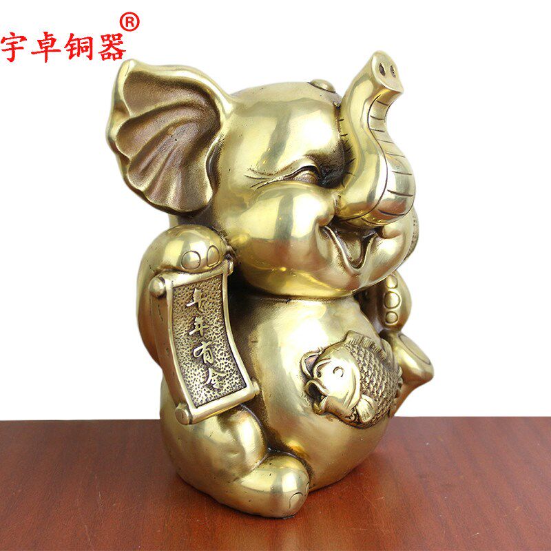 宇卓铜器  纯铜象黄铜象铜象白菜象工艺品摆件铜大象