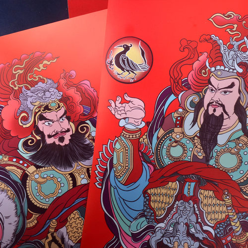 门神贴画2022虎年春节过新年霸气创意国潮手绘2米特大号门贴年画