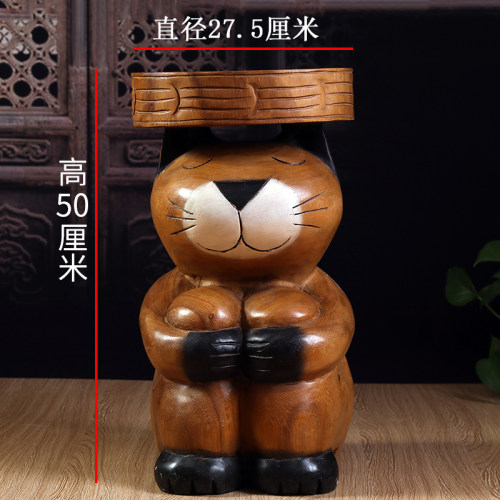 泰国木雕猫凳实木创意可爱猫凳子换鞋凳摆件家用餐凳客厅时尚花几