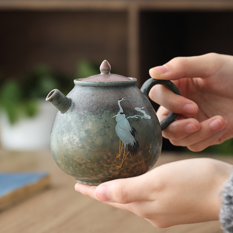 复古窑变茶壶陶瓷单壶功夫茶具家用泡茶器壶承过滤泡茶壶西施壶