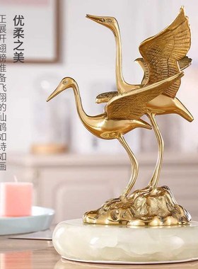 威弗列德纯铜仙鹤摆件比翼双飞家居客厅装饰品送闺蜜新婚结婚礼品