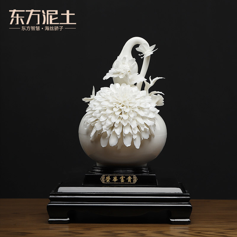 东方泥土《荣华富贵》陶瓷百福葫芦摆件乔迁新居开业礼品招财装饰
