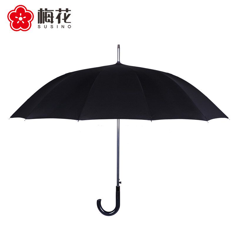 susino梅花伞 男士12骨长柄雨伞大号双人加固抗风黑色商务直柄s伞