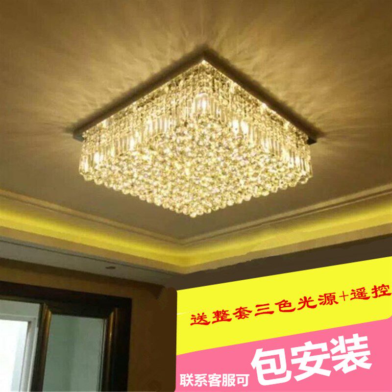 大气奢华客厅长方形LED吸顶灯正方形大厅工程水晶过道灯具灯饰
